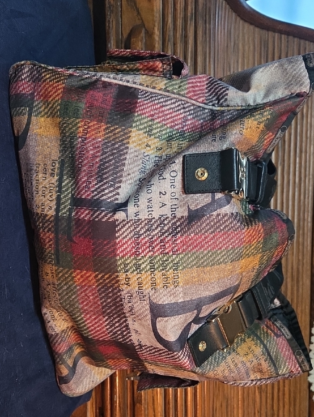 Multicolor Plaid Print Men's Shoulder Bag - Unbranded